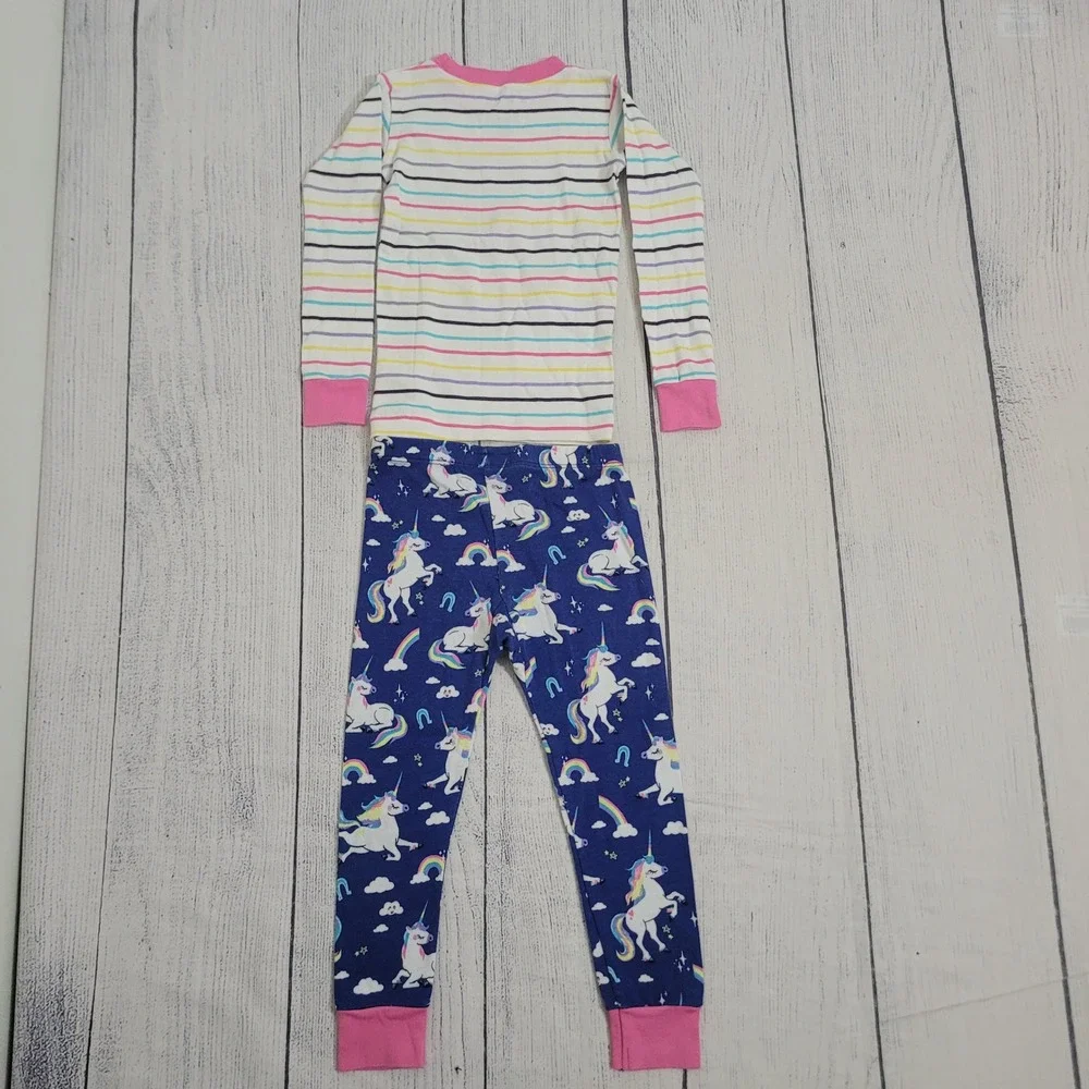 Little Blue House‎ 4 Pajama Set Girls Pink Sequin Unicorn Striped Rainbow Blue